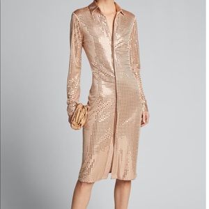 Bottega Mirrorball Jersey Long-Sleeve Shirtdress